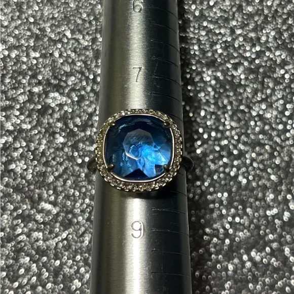 Vintage cocktail faux blue topaz silvertone - Picture 1 of 4